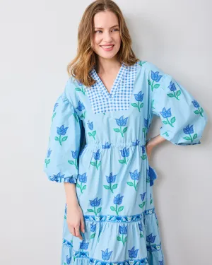 Tulip Bloom - Coconut Café Dress - Oasis Sky