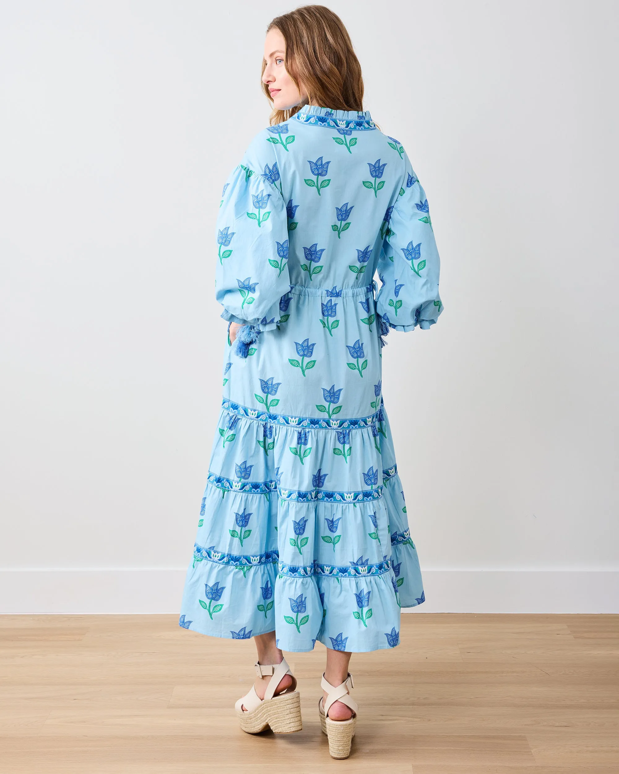 Tulip Bloom - Coconut Café Dress - Oasis Sky