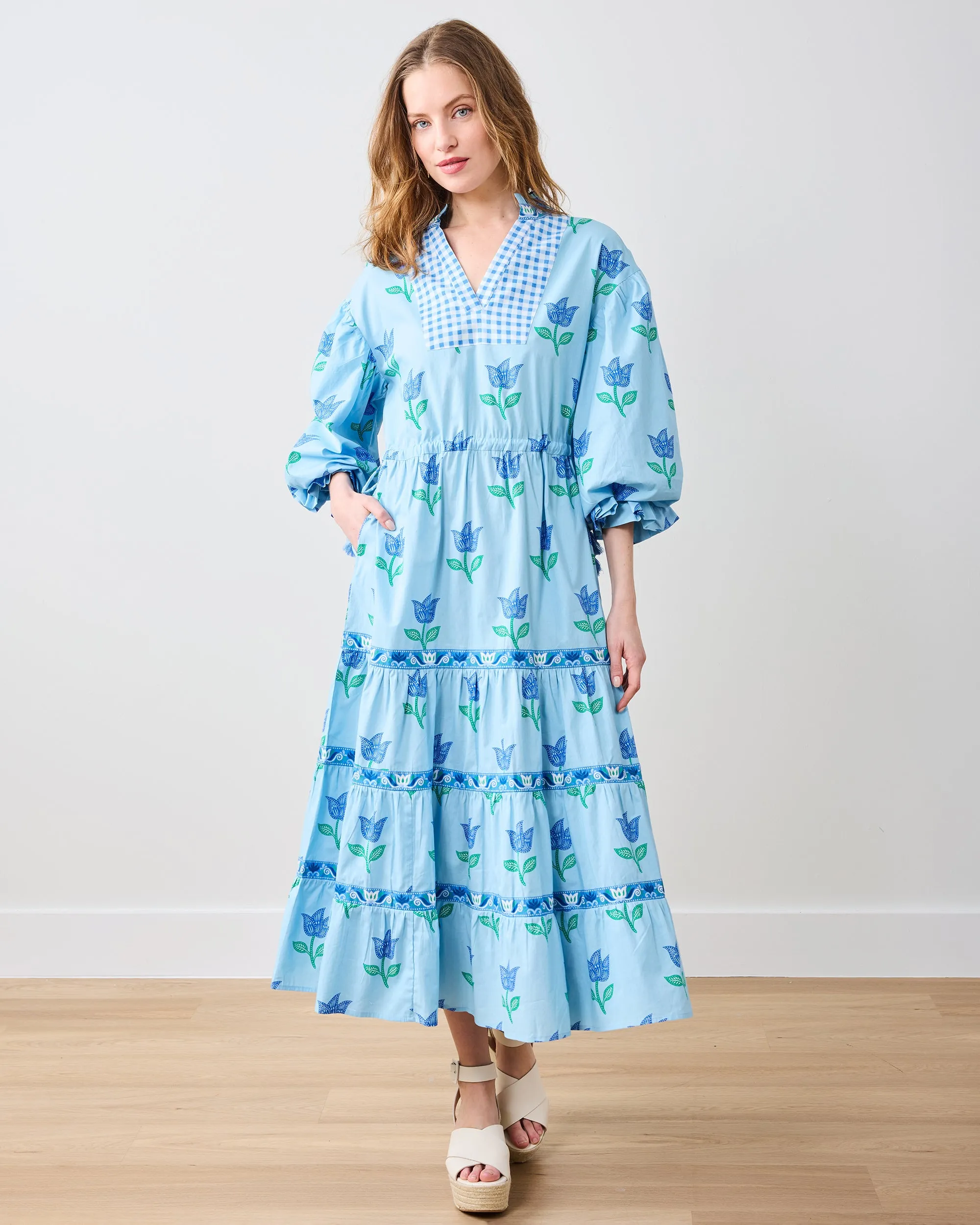 Tulip Bloom - Coconut Café Dress - Oasis Sky