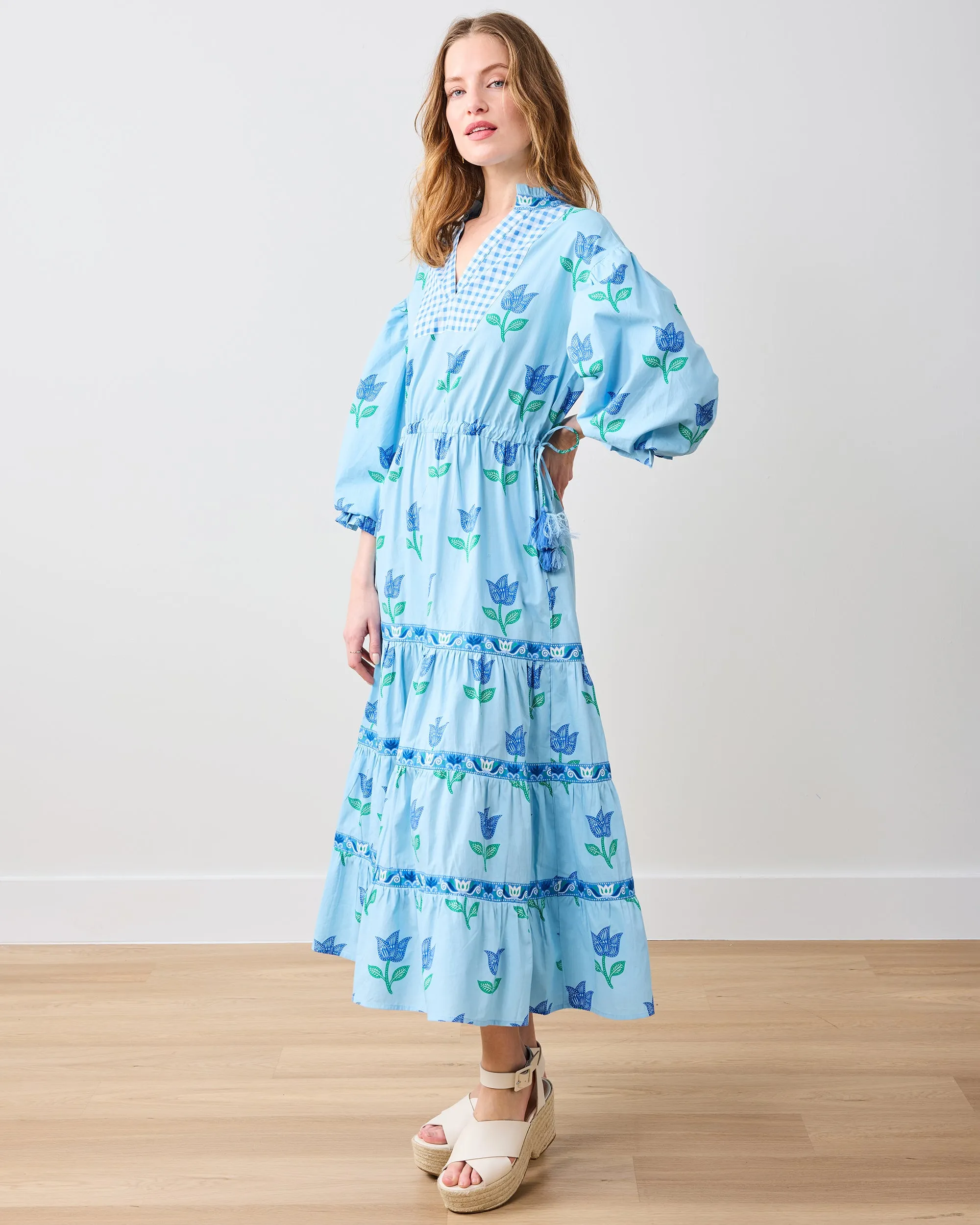 Tulip Bloom - Coconut Café Dress - Oasis Sky