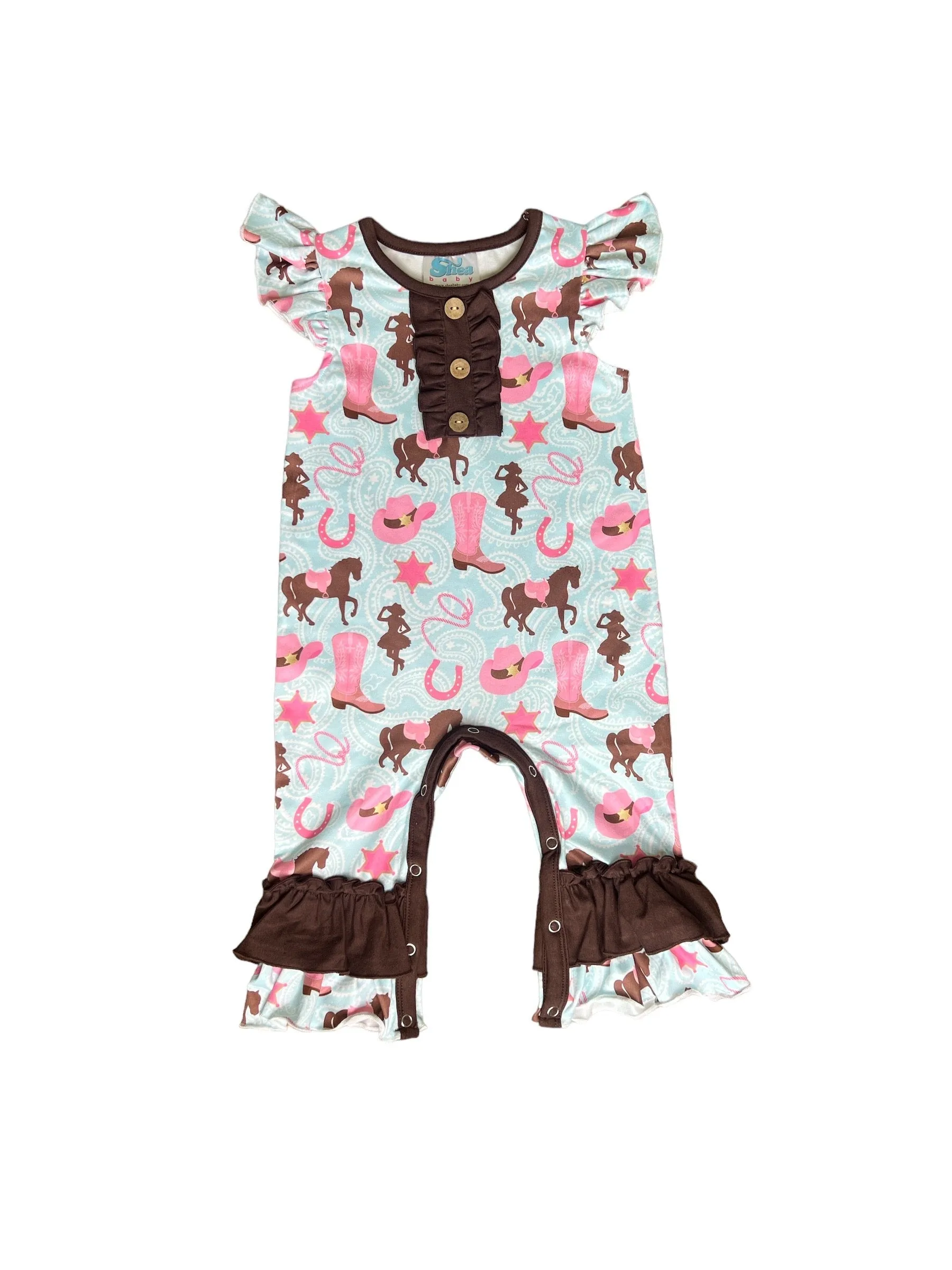 Turquoise Cowgirl Short Sleeve Romper