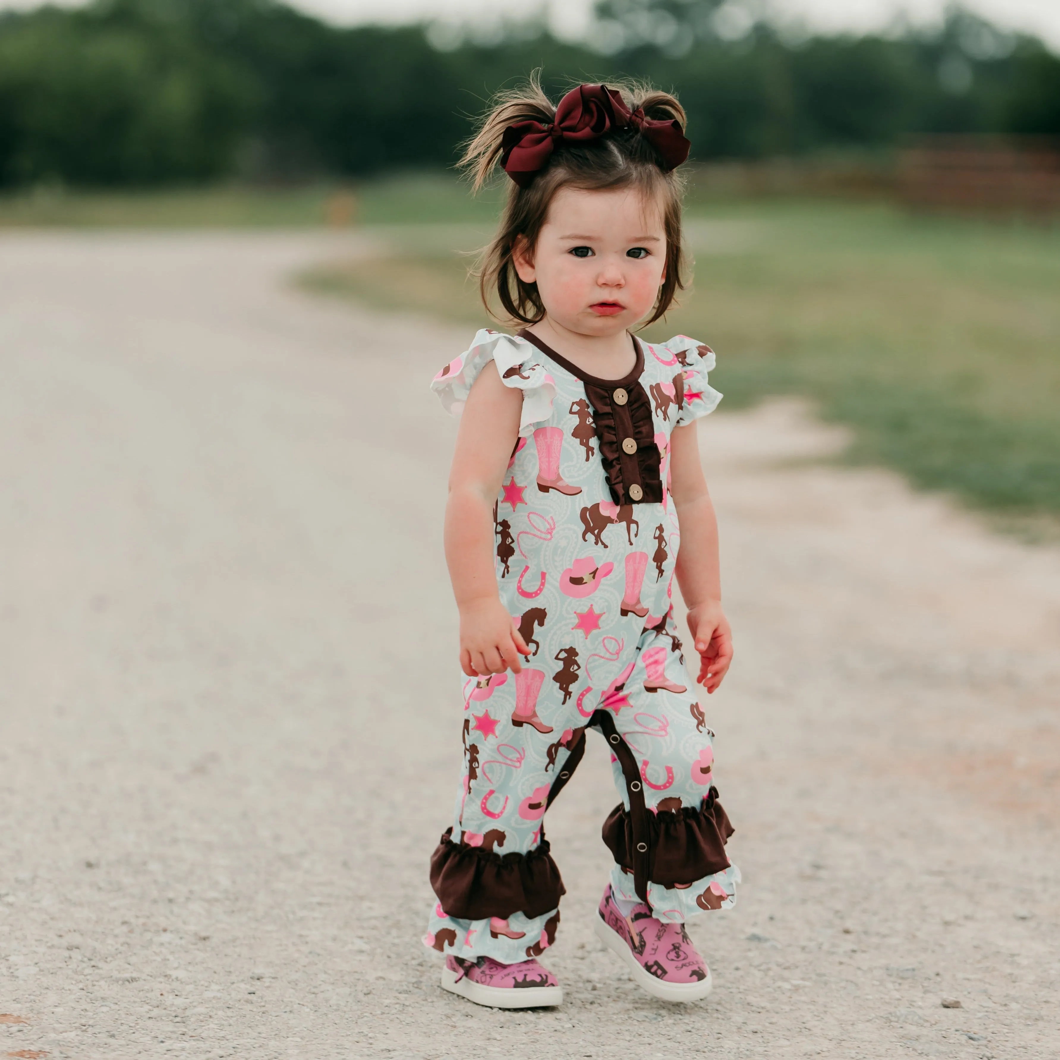 Turquoise Cowgirl Short Sleeve Romper
