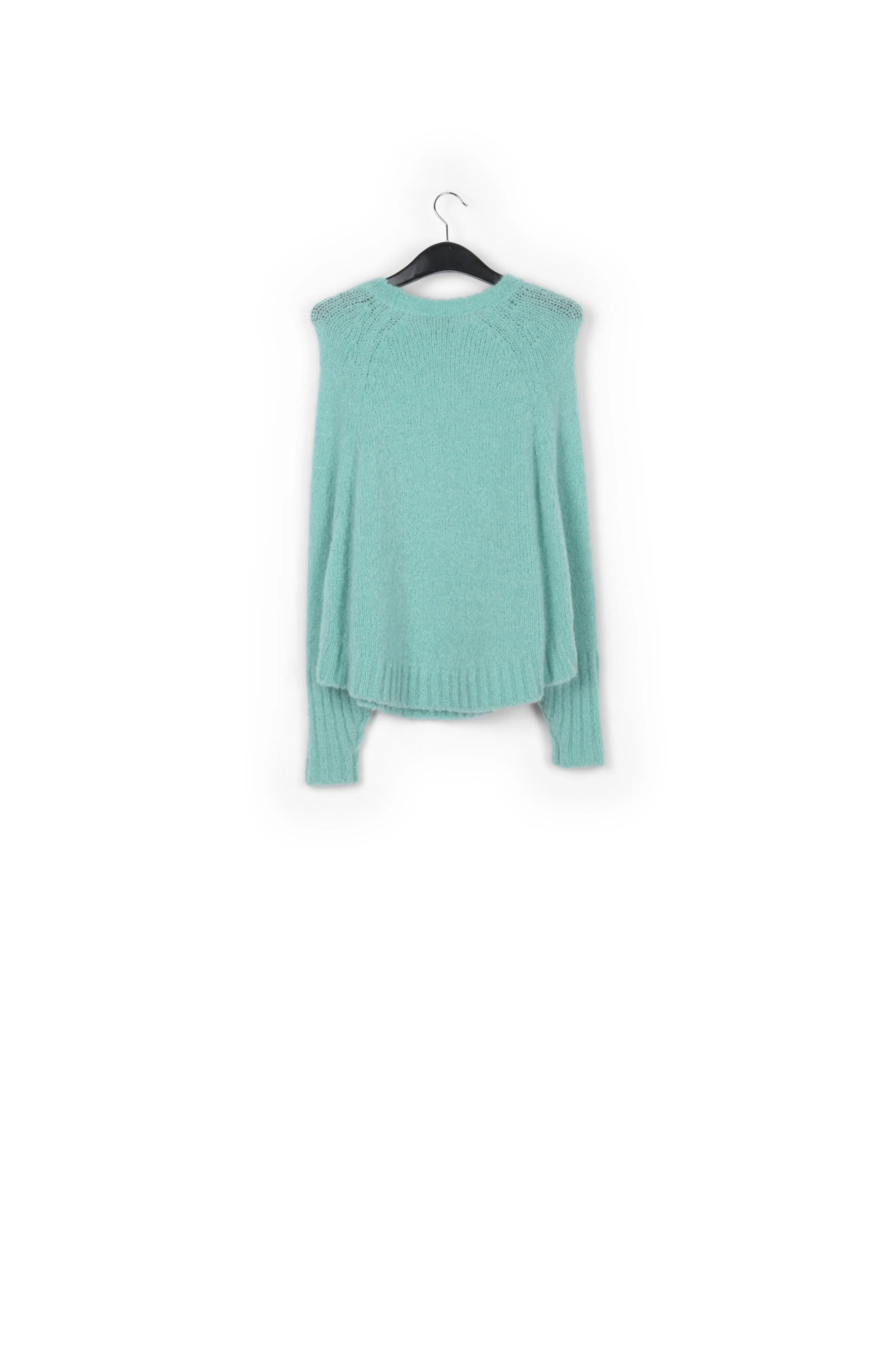 Turquoise knit sweater with cape effect