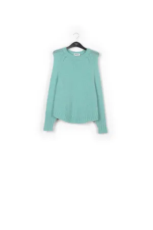 Turquoise knit sweater with cape effect