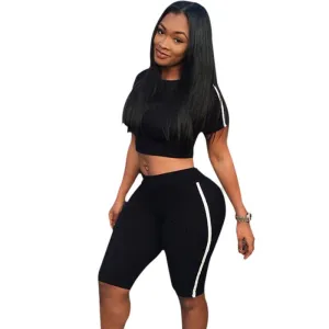 Two Piece Outfit Active Bodysuit Jumpsuit Knee Length Playsuit