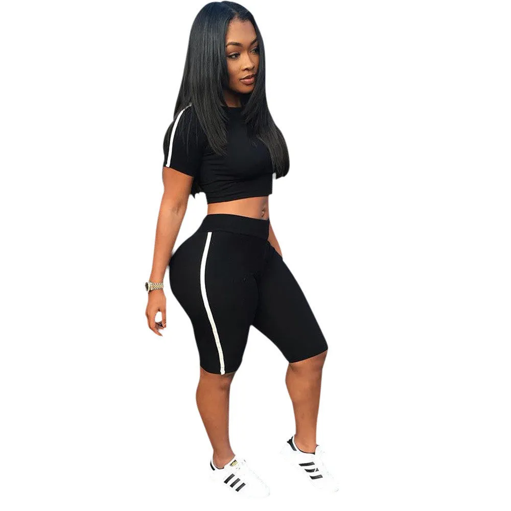 Two Piece Outfit Active Bodysuit Jumpsuit Knee Length Playsuit