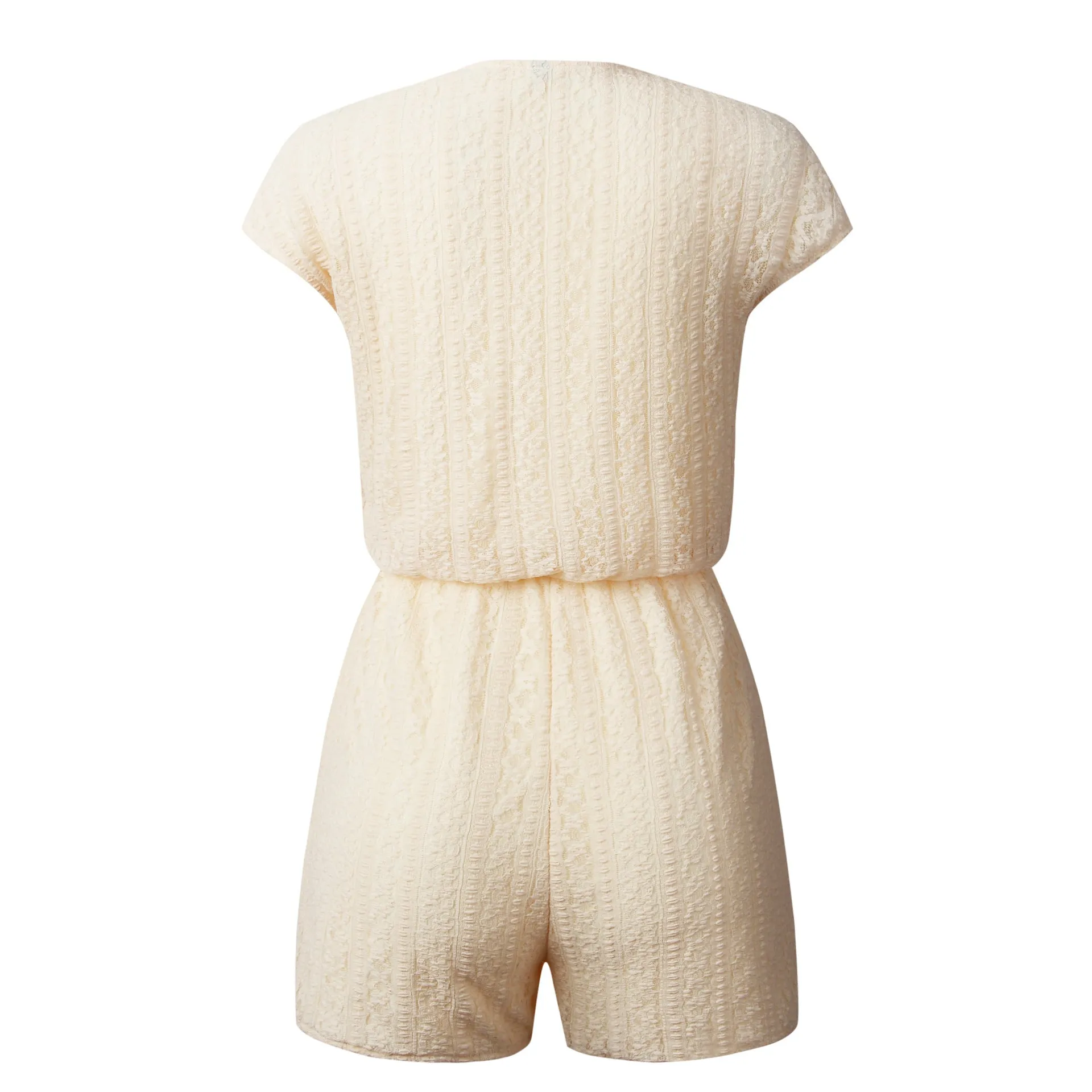 V-neck Lace Elasticized Waist Jumpsuit