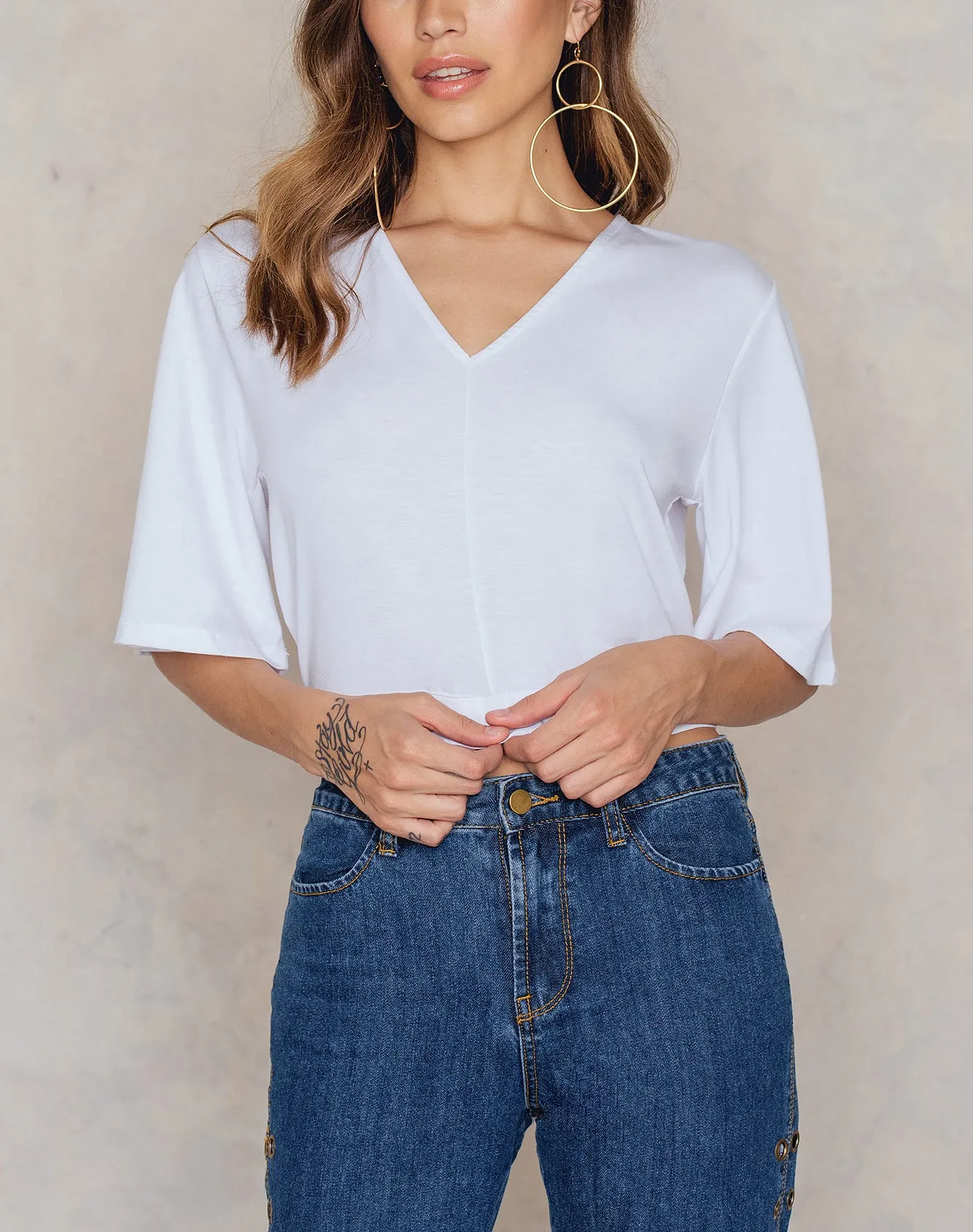 V-neck Short-sleeved Halter Loose T-shirt