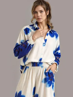 V Neck Watercolor Floral Shirt