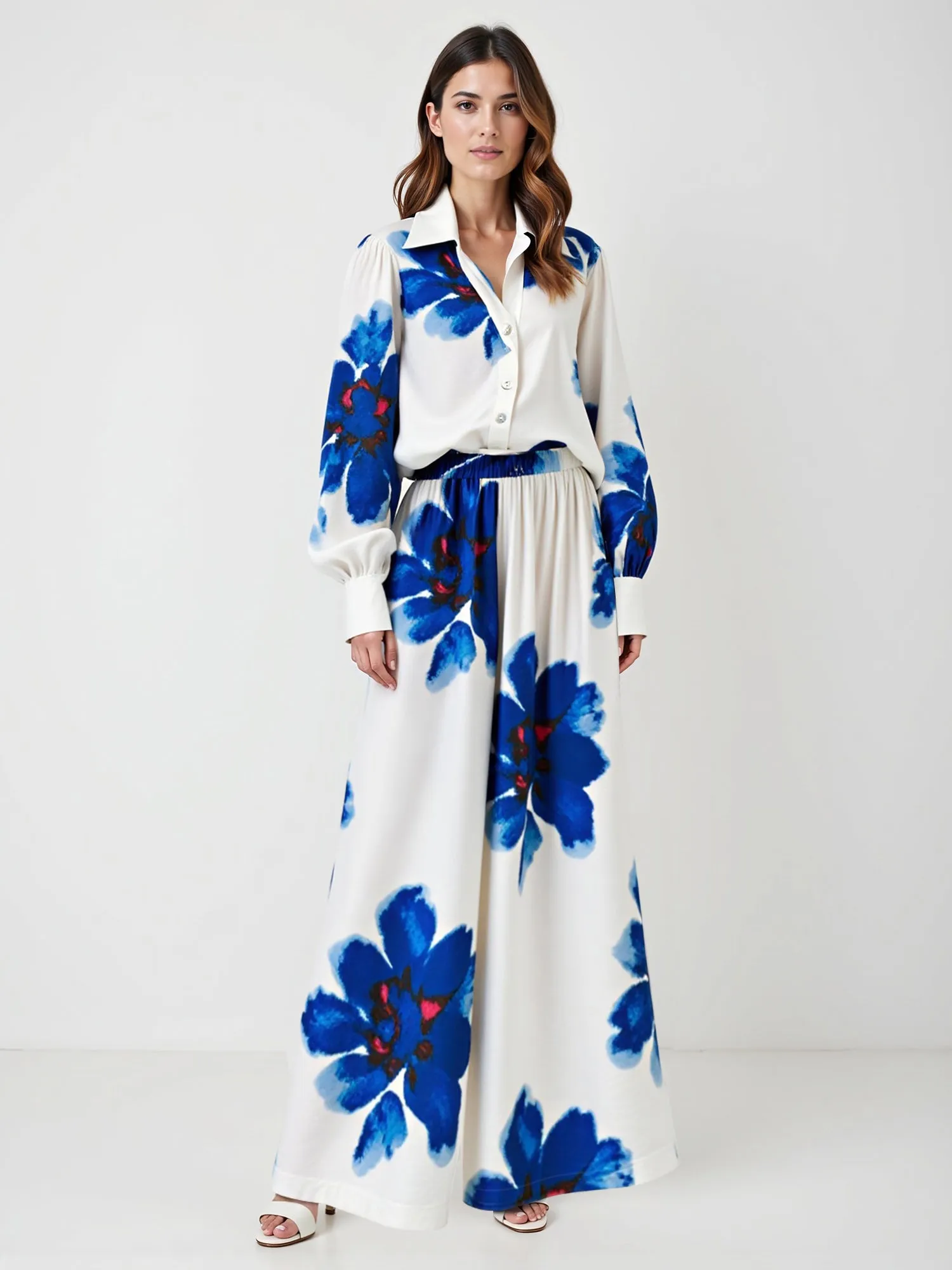 V Neck Watercolor Floral Shirt