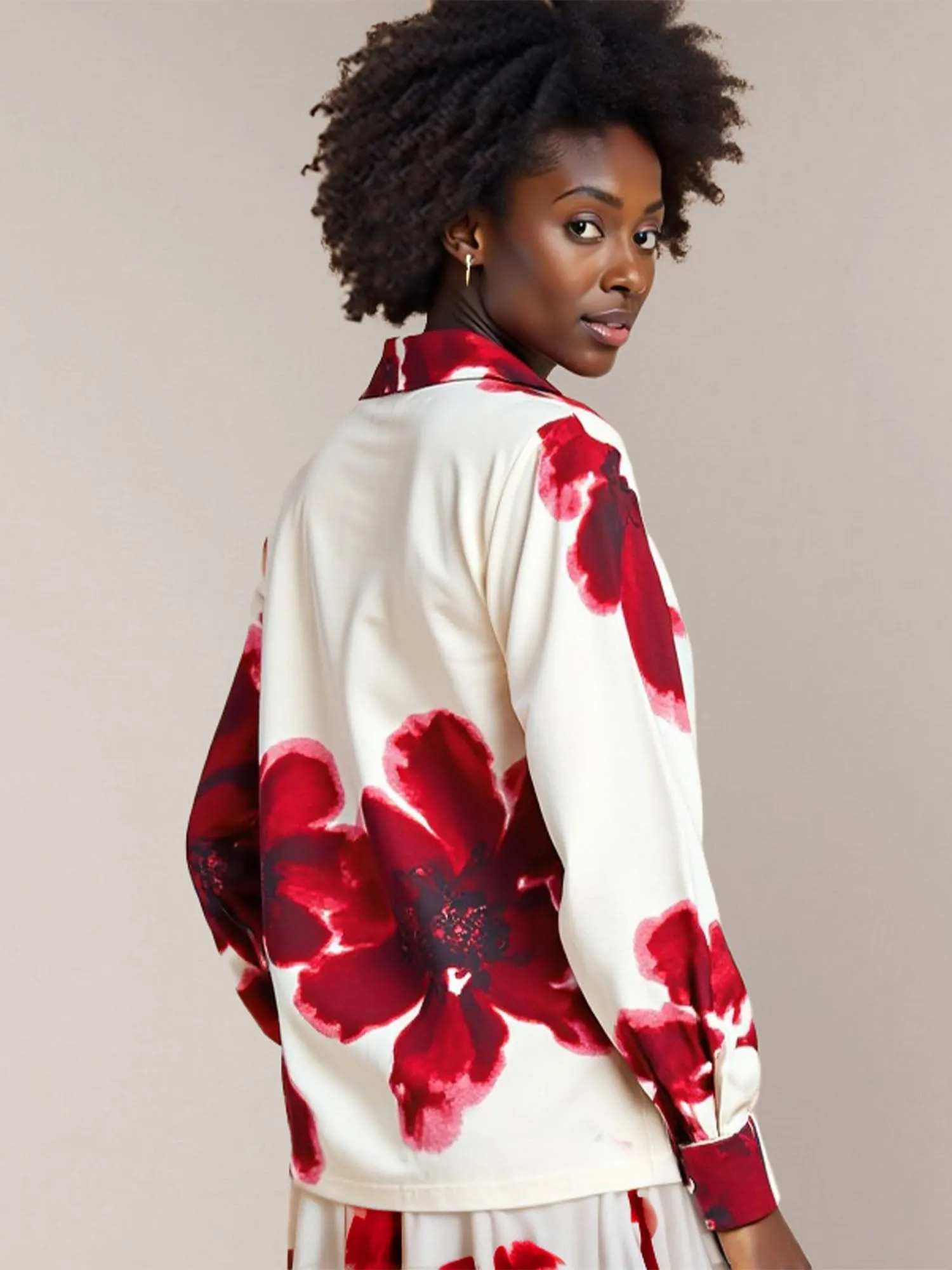 V Neck Watercolor Floral Shirt