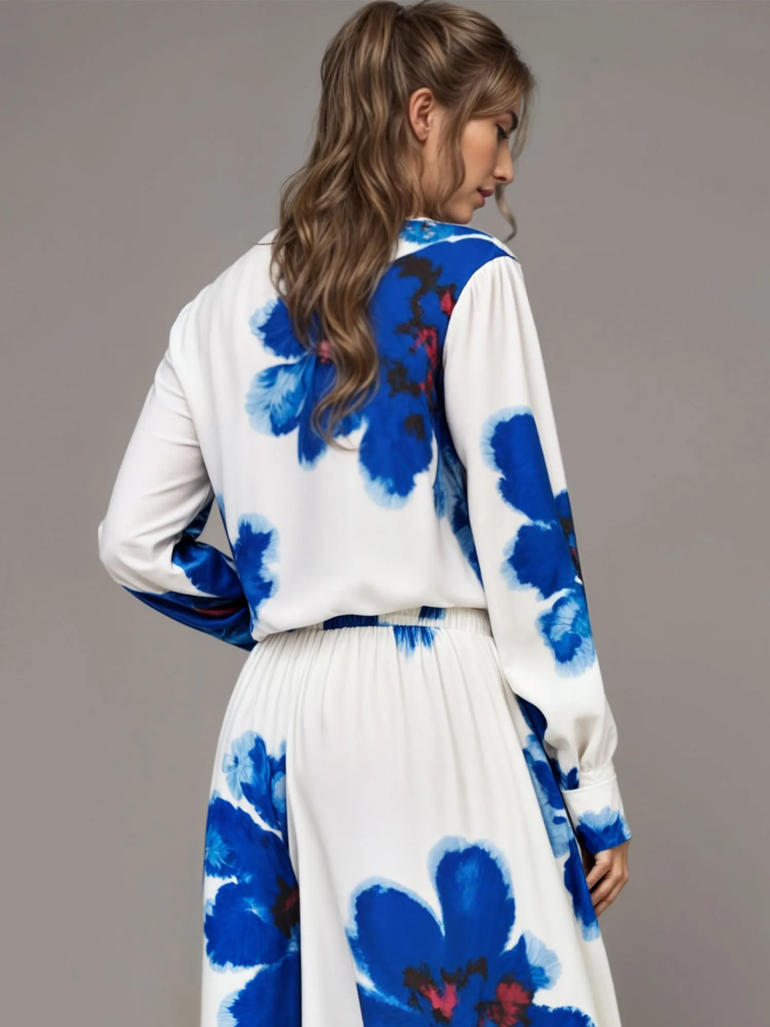 V Neck Watercolor Floral Shirt