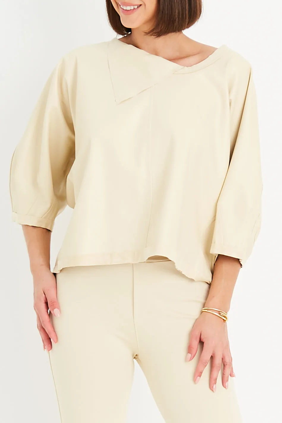 Vegan Leather Sleeve Top