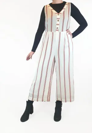 Vera Moda white striped wide leg jumpsuit size XL (tiny fit, best fits 12-small 14)