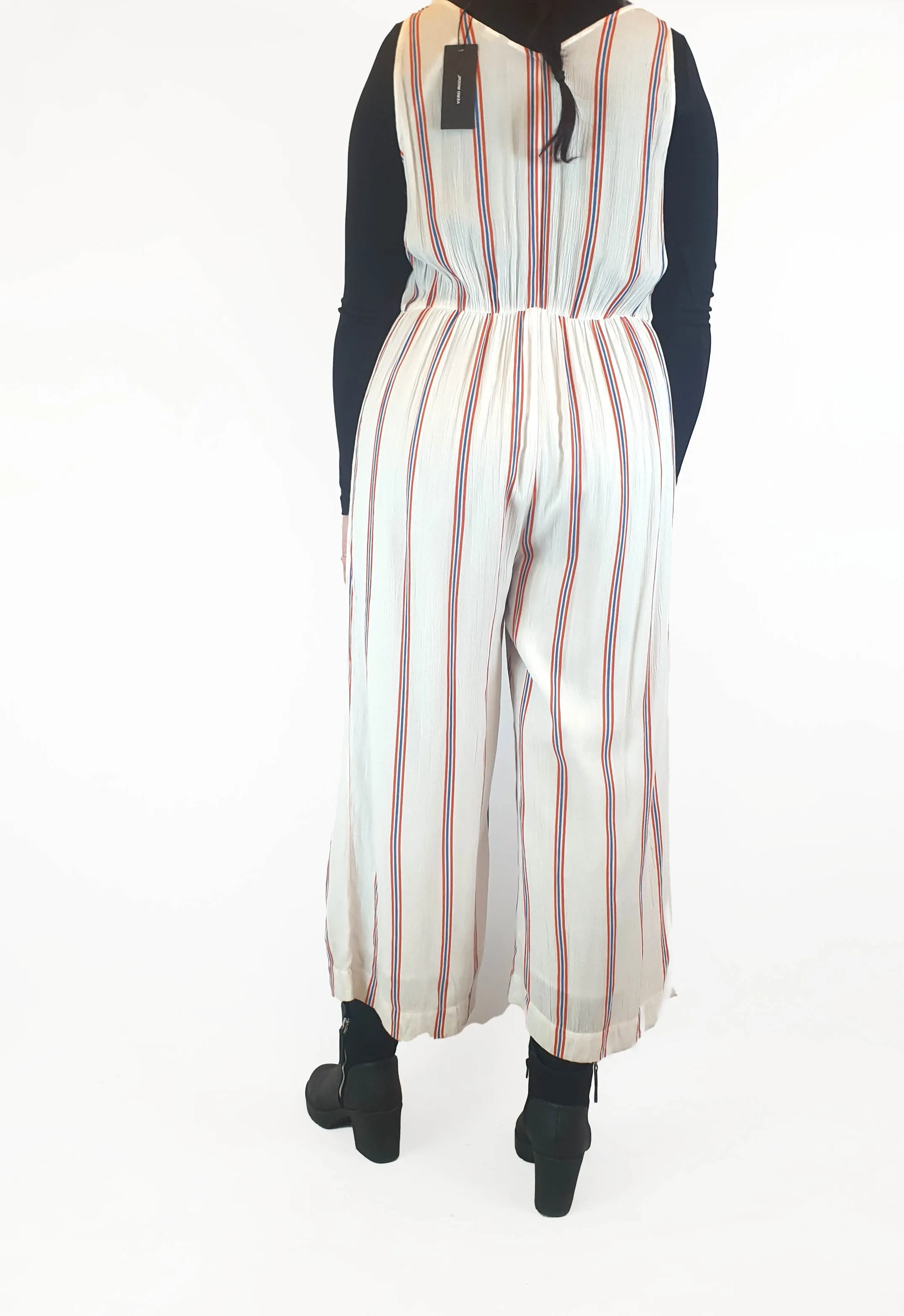 Vera Moda white striped wide leg jumpsuit size XL (tiny fit, best fits 12-small 14)