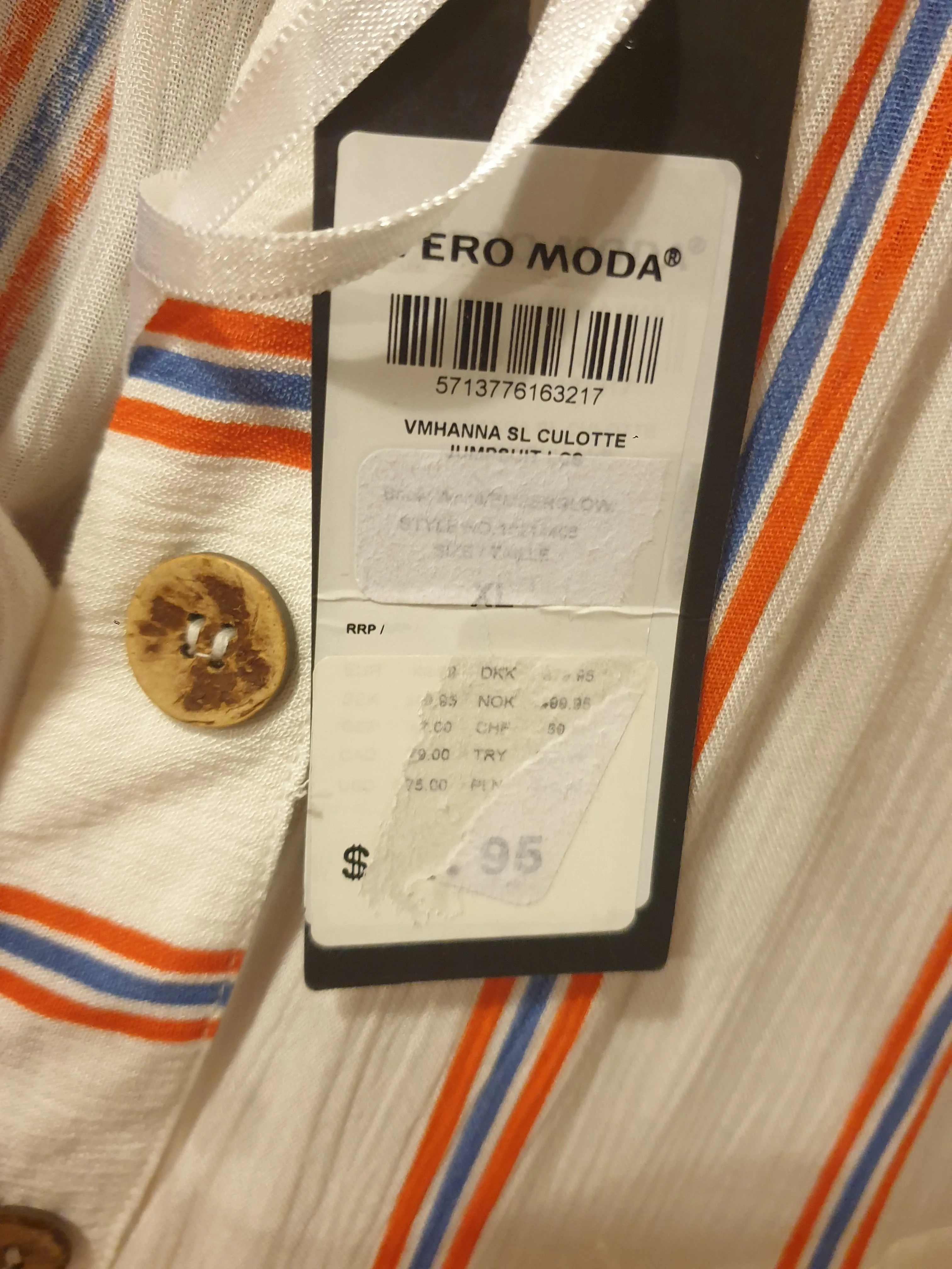 Vera Moda white striped wide leg jumpsuit size XL (tiny fit, best fits 12-small 14)