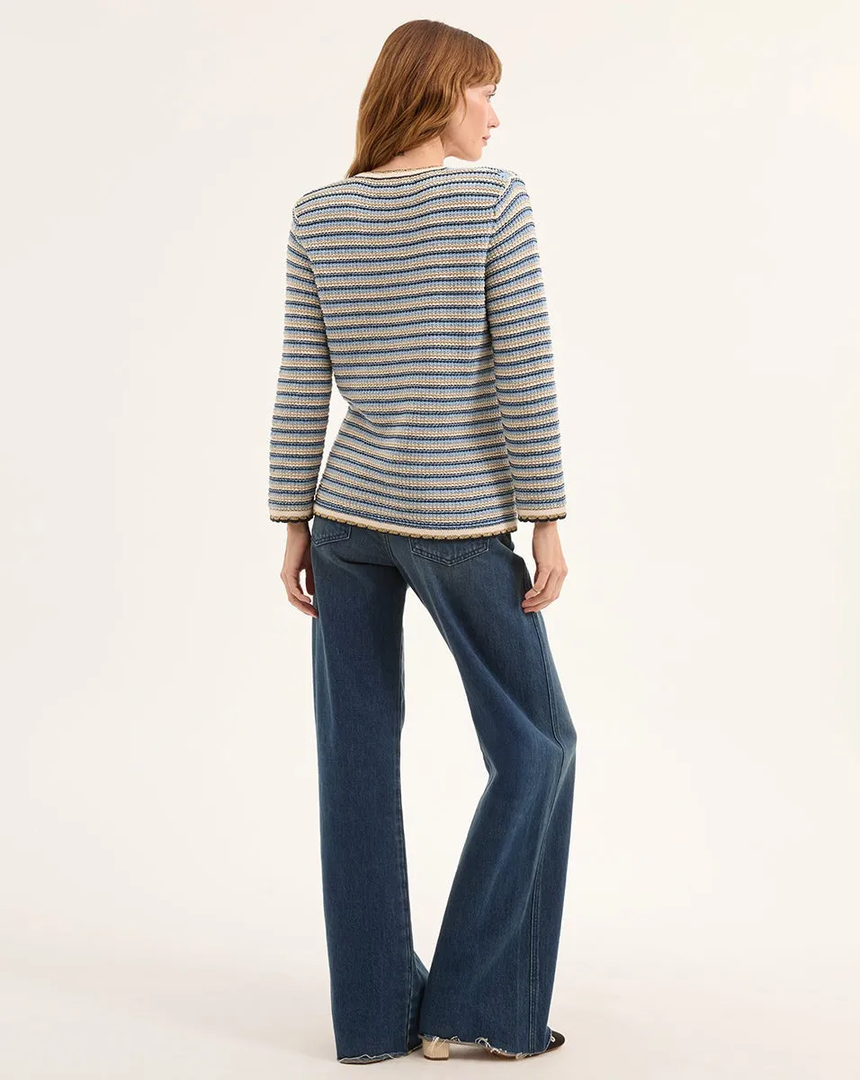 Veronica Beard Ceriani Knit Jacket in Navy Multi