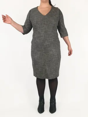 Veronica Maine grey 3/4 sleeve dress size 16 (best fits size 14)