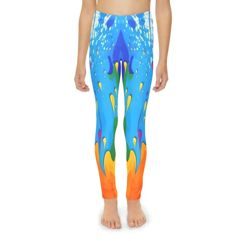 Vibrant Dripping Paint Leggings for Young Style Stars