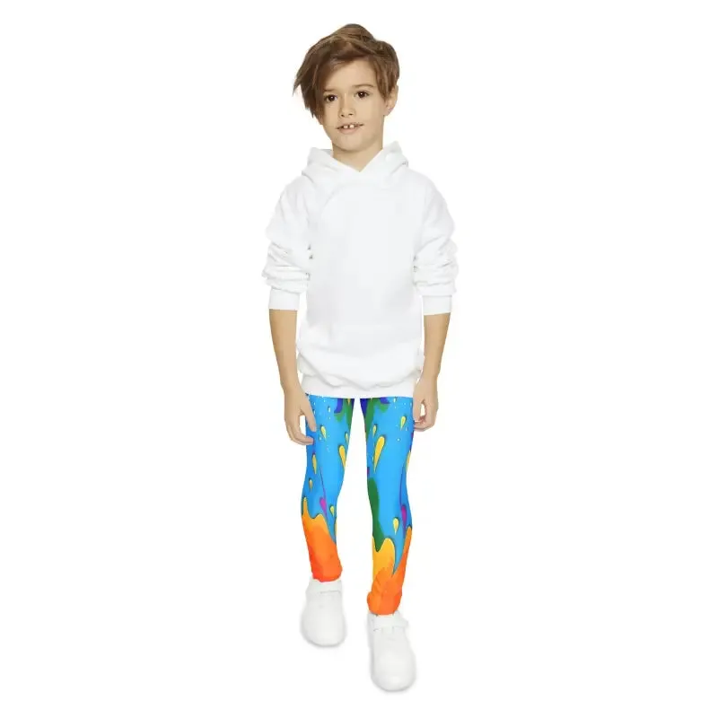Vibrant Dripping Paint Leggings for Young Style Stars