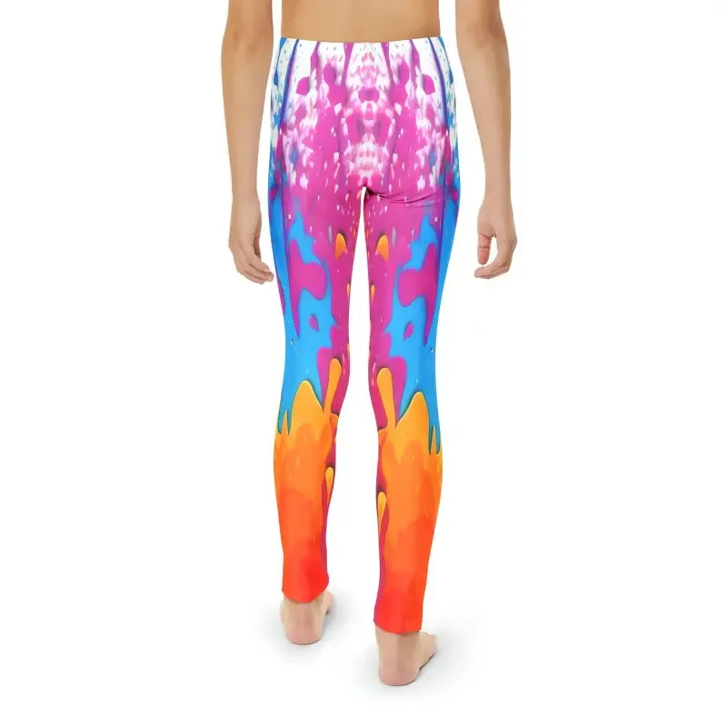 Vibrant Dripping Paint Leggings for Young Style Stars