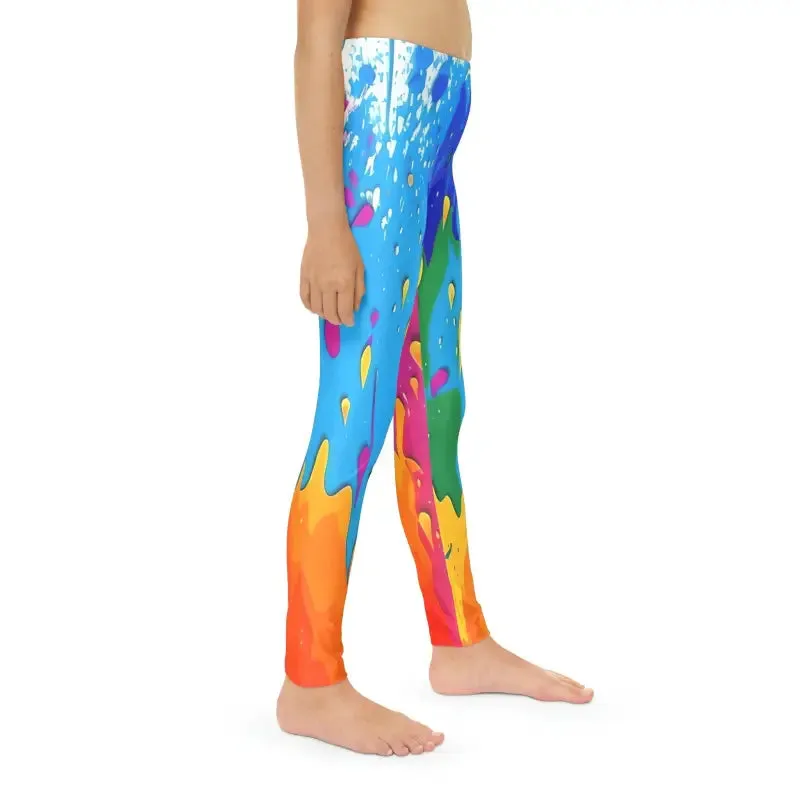 Vibrant Dripping Paint Leggings for Young Style Stars