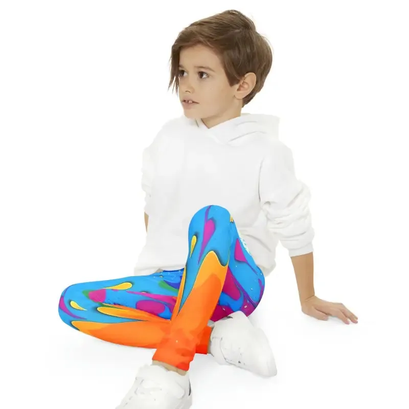 Vibrant Dripping Paint Leggings for Young Style Stars
