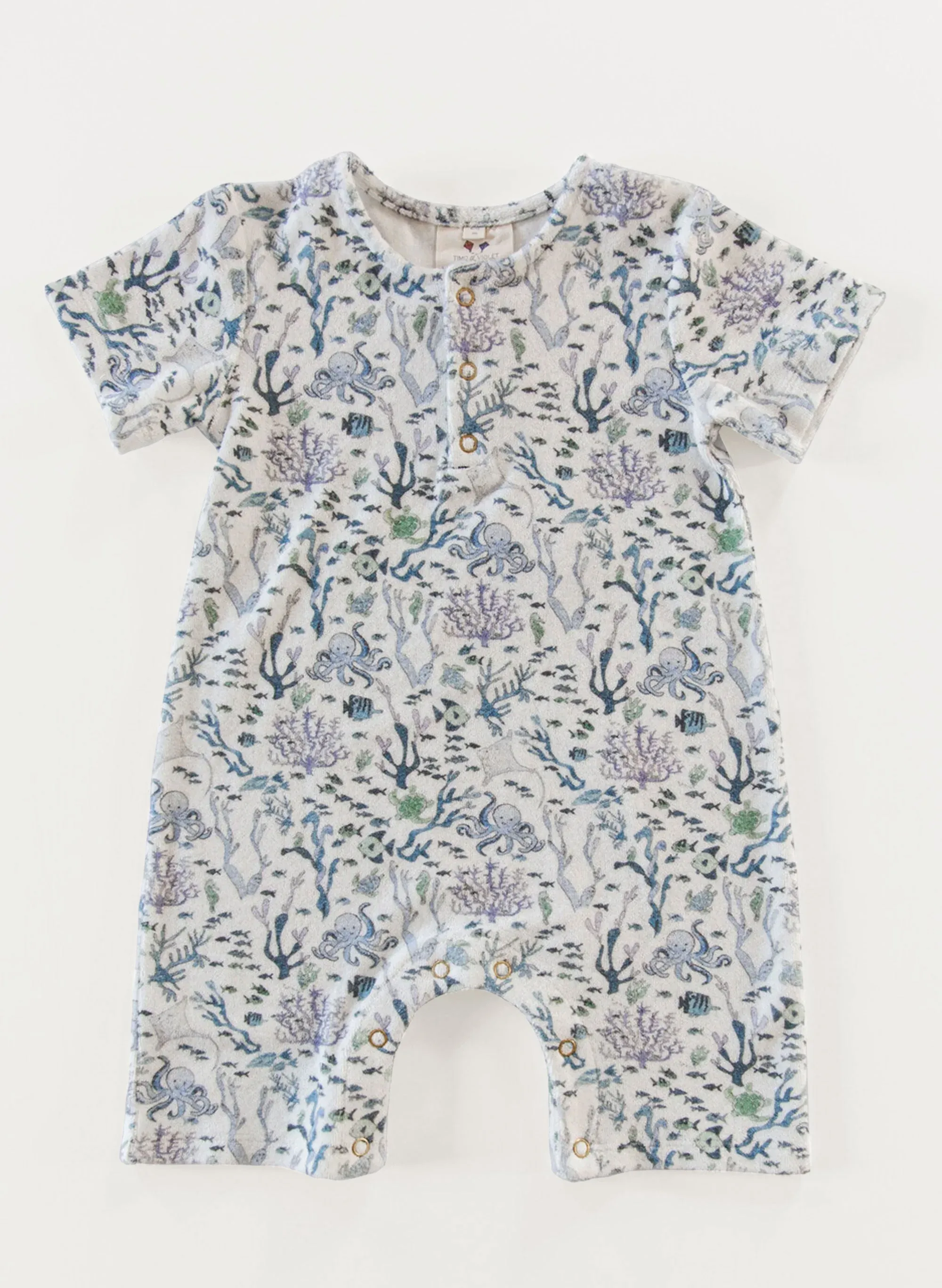 Walker Terry Romper - Coral Reef