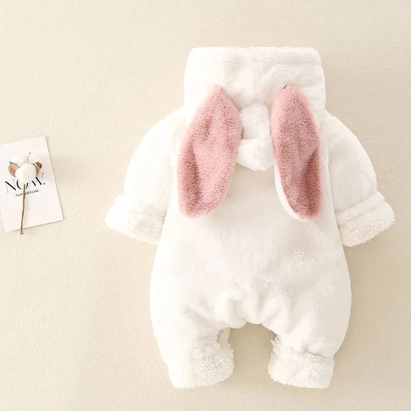 Warm Fleece Bunny Baby Romper