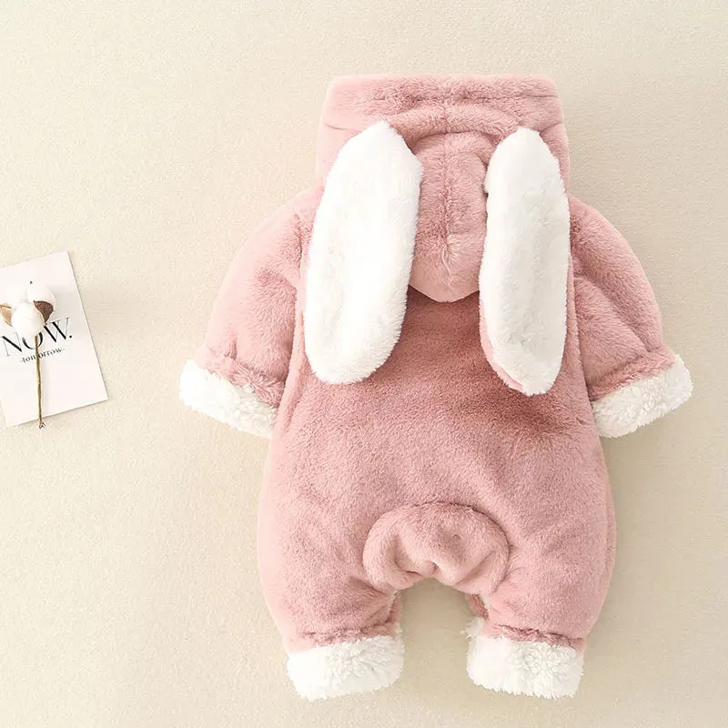 Warm Fleece Bunny Baby Romper