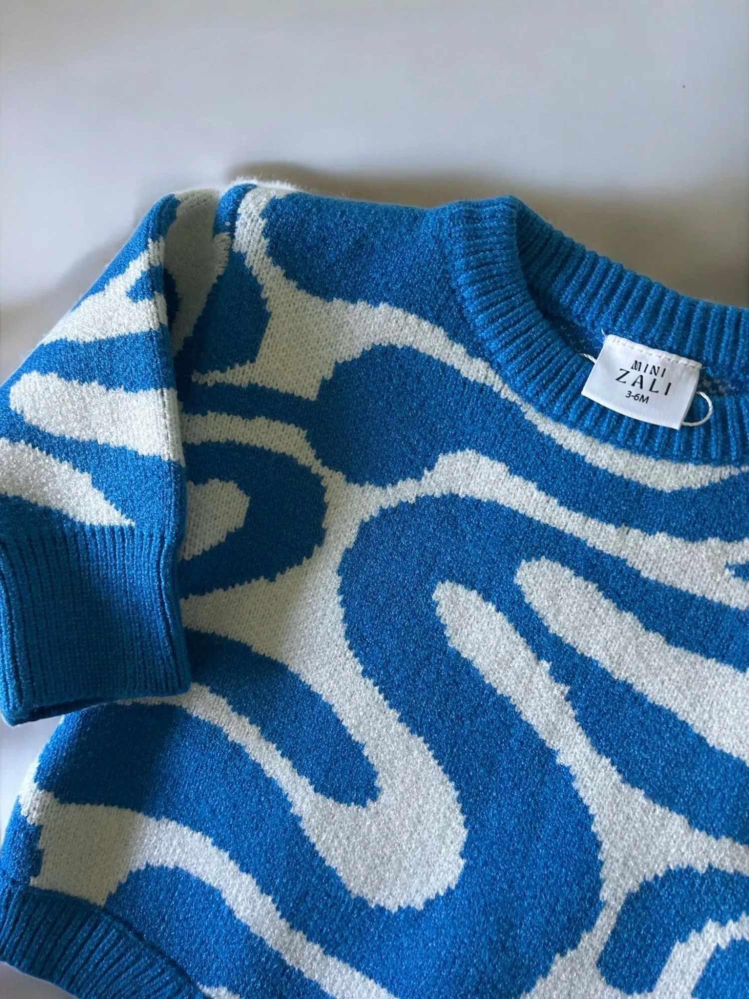 Wave Knit Romper - Blue - CLEARANCE