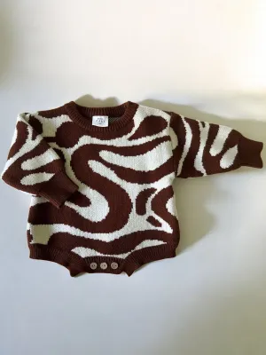 Wave Knit Romper - Chocolate - CLEARANCE
