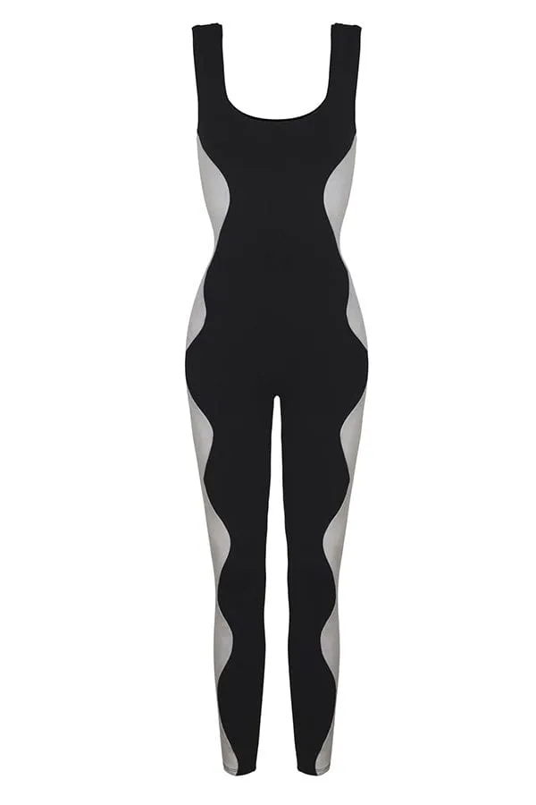 Wave Unitard - Black/White