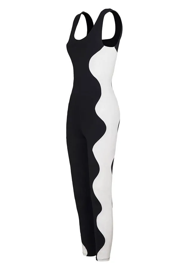 Wave Unitard - Black/White