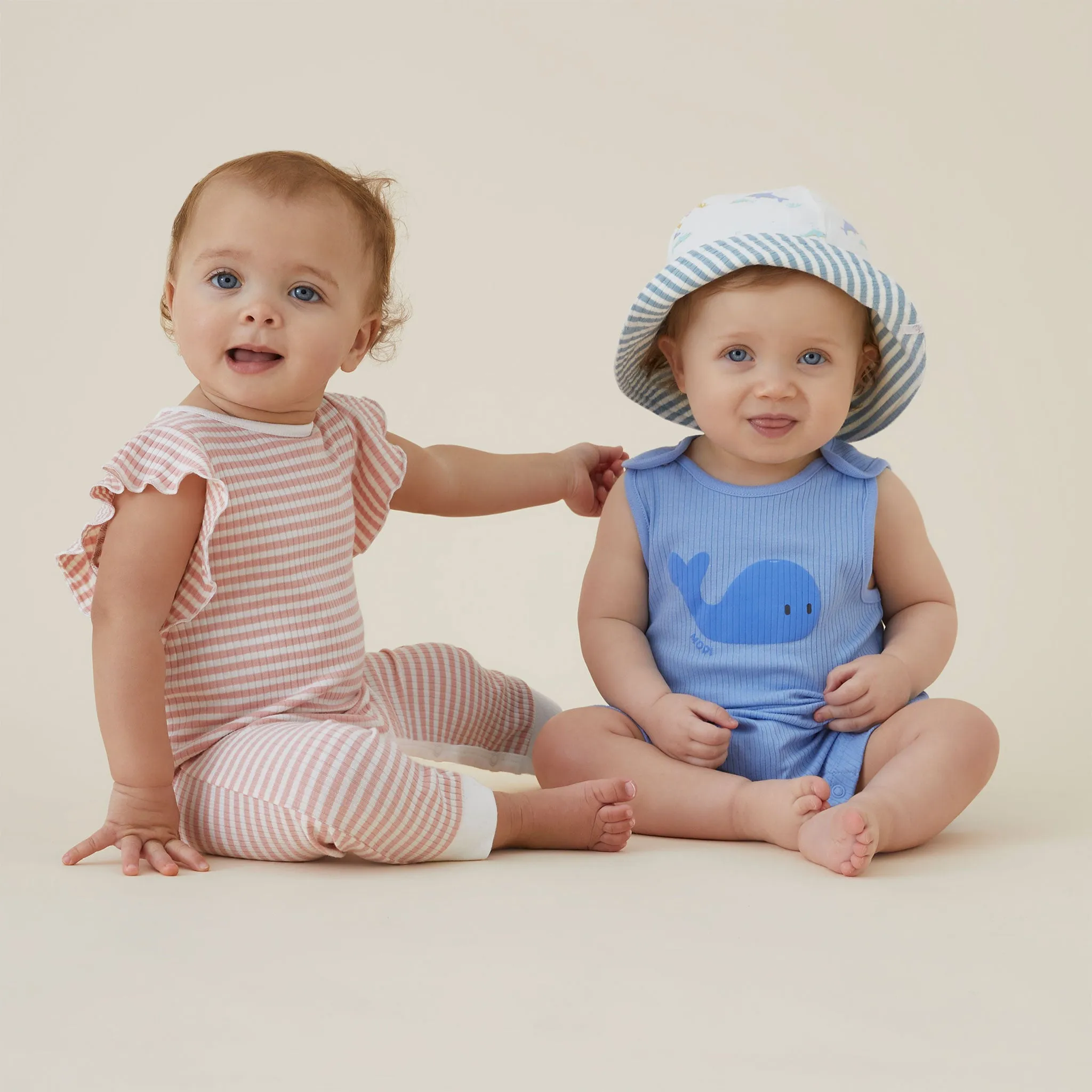 Whale Ribbed Beach Romper