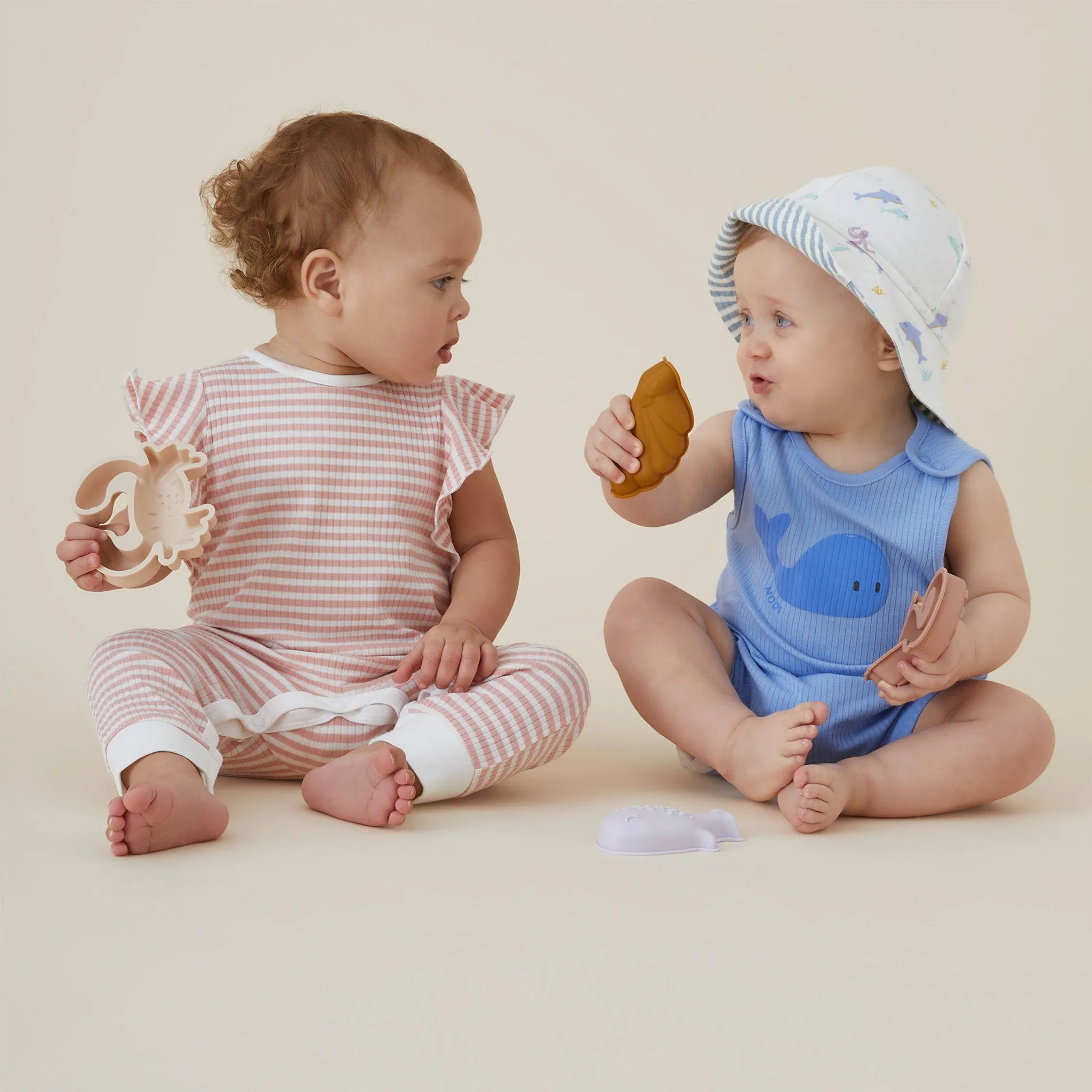 Whale Ribbed Beach Romper
