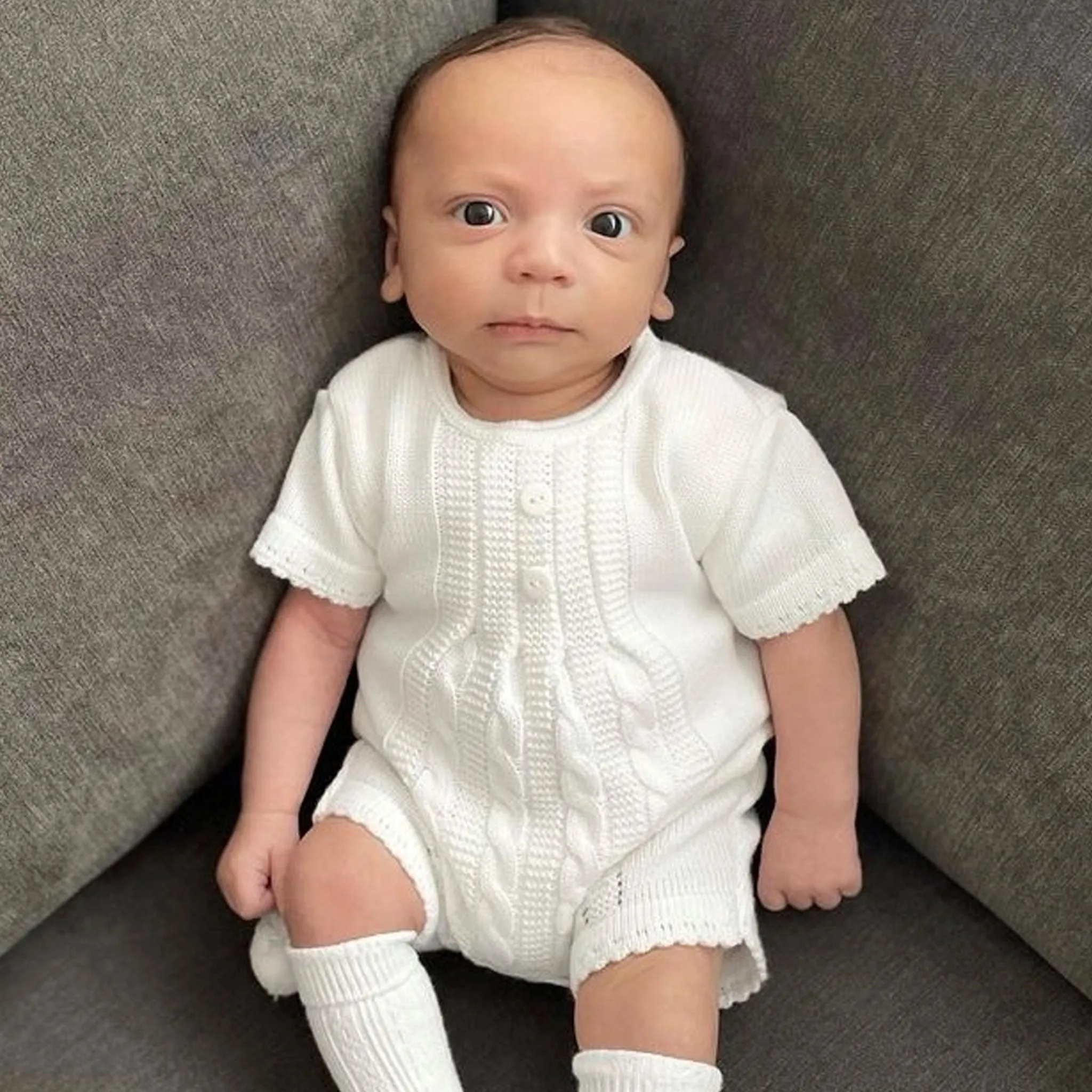 White Knitted Romper - Unisex