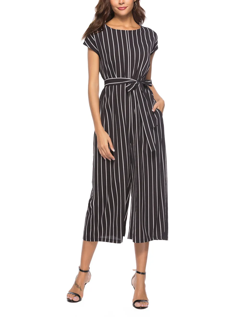 Women Fashion Striped Jumpsuit