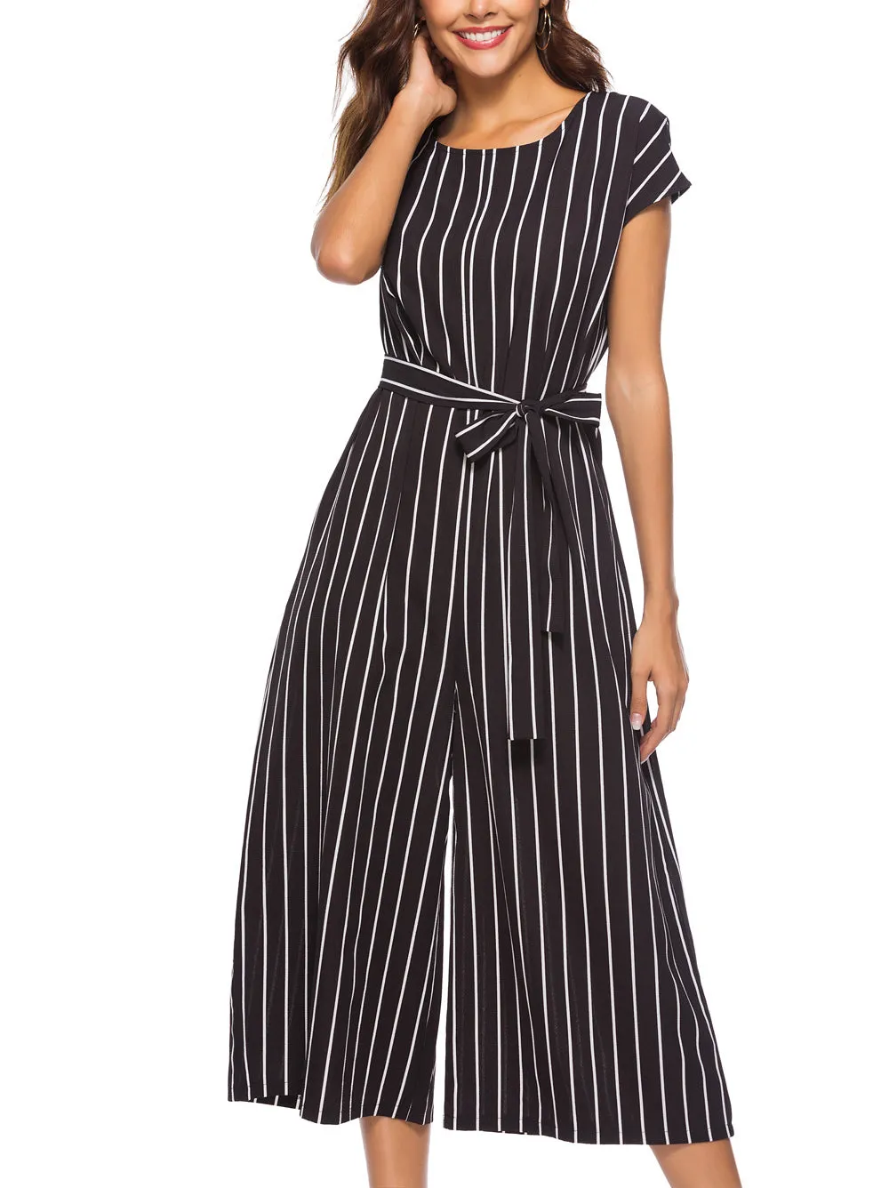 Women Fashion Striped Jumpsuit