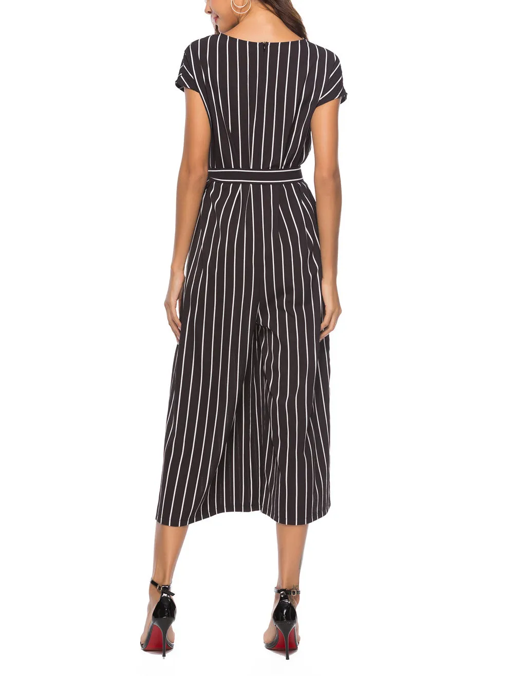 Women Fashion Striped Jumpsuit
