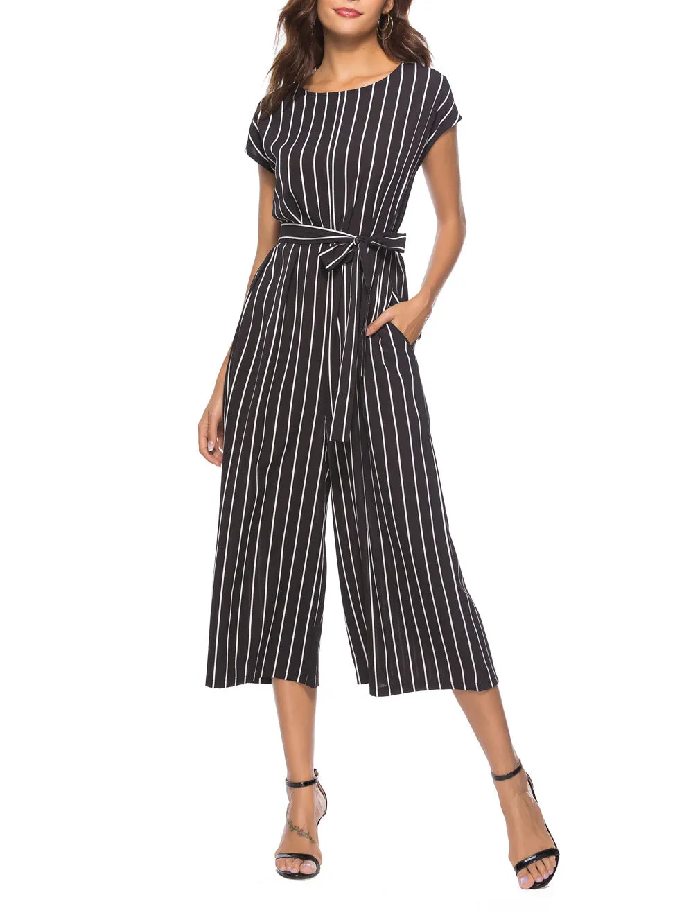 Women Fashion Striped Jumpsuit