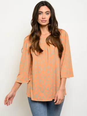 WOMEN'S 3/4 SLEEVES TUNIC ANIMAL PRINT TOP
