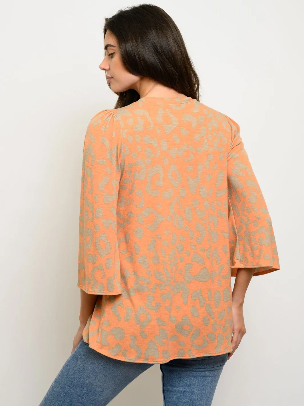 WOMEN'S 3/4 SLEEVES TUNIC ANIMAL PRINT TOP