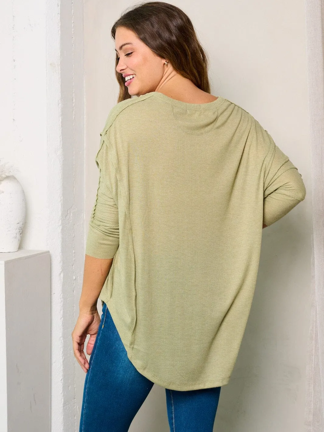 WOMEN'S 3/4 SLEEVES V-NECK TUNIC TOP