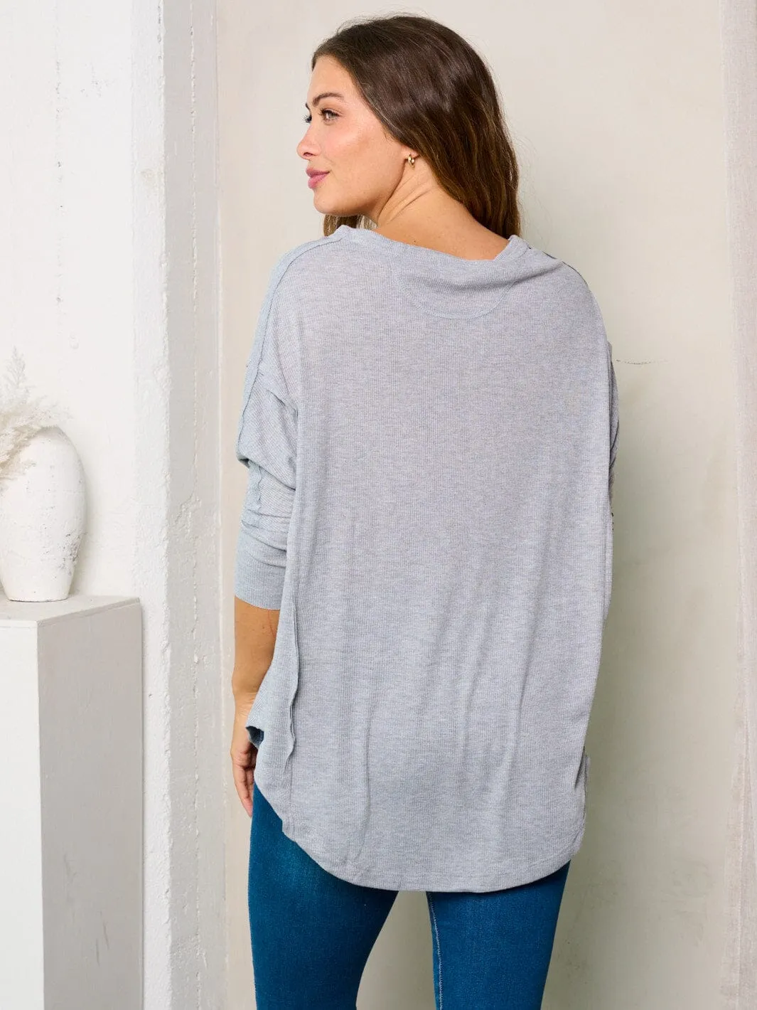 WOMEN'S 3/4 SLEEVES V-NECK TUNIC TOP