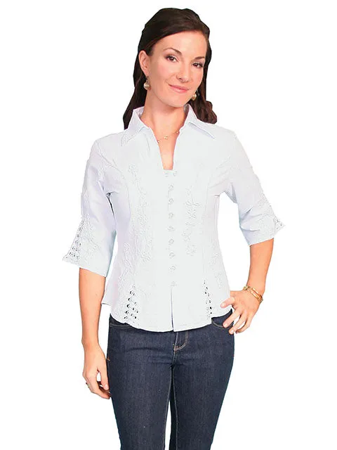 Women's Cantina Collection Top: Elbow Sleeve with Soutache Trim
