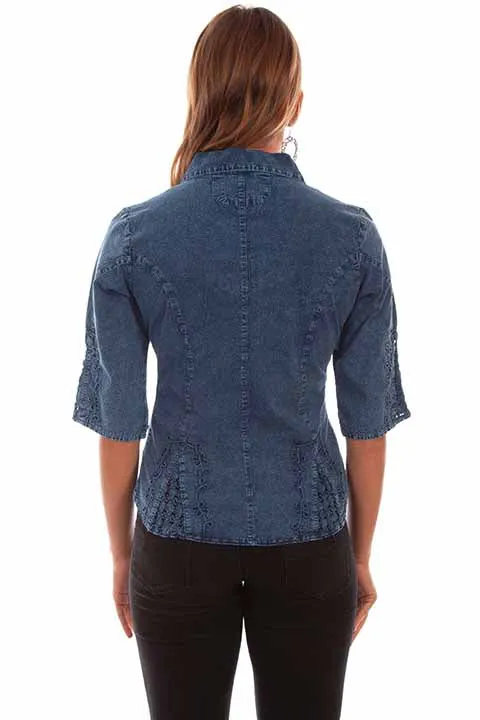 Women's Cantina Collection Top: Elbow Sleeve with Soutache Trim