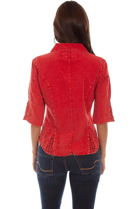 Women's Cantina Collection Top: Elbow Sleeve with Soutache Trim