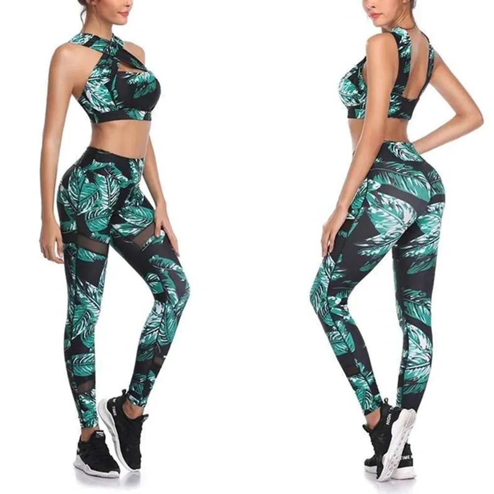 Women's Gym Sets Crop Top and Fitness Sport Leggings