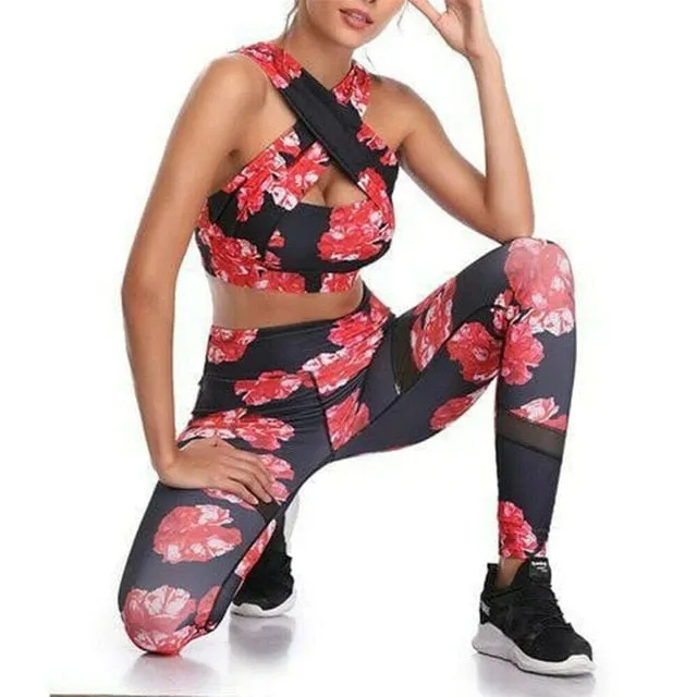 Women's Gym Sets Crop Top and Fitness Sport Leggings